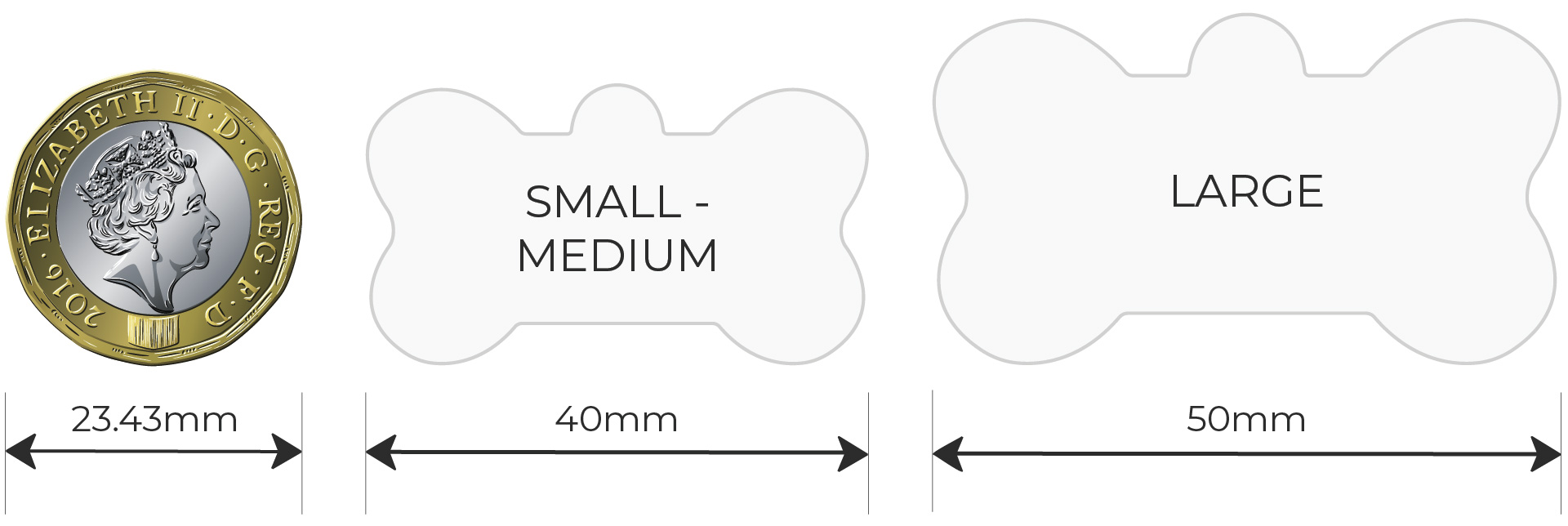 Pet Name Tag Size Comparison